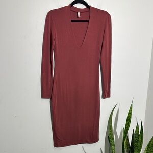 Chic Long Sleeve Rust Dress